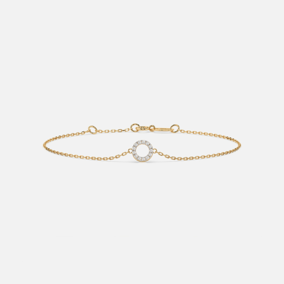 Złota bransoletka z okrągłą zawieszką z diamentami 0.07 ct - próba 585 Złota bransoletka z okrągłą zawieszką z diamentami 0.07 ct - próba 585