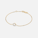 Złota bransoletka z okrągłą zawieszką z diamentami 0.07 ct - próba 585 Złota bransoletka z okrągłą zawieszką z diamentami 0.07 ct - próba 585