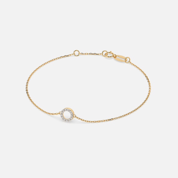 Złota bransoletka z okrągłą zawieszką z diamentami 0.07 ct - próba 585