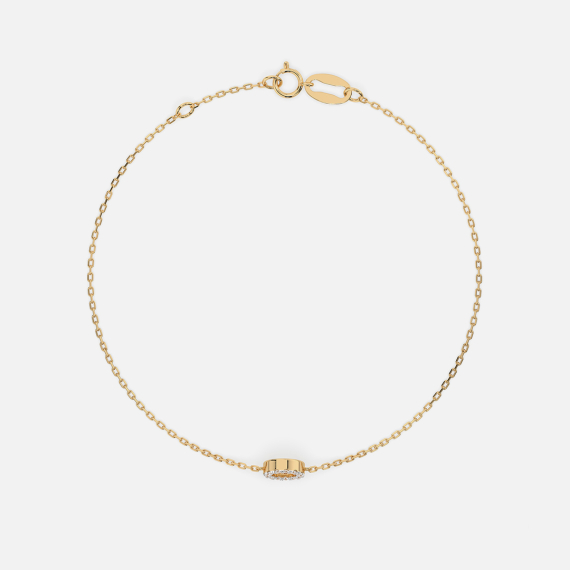 Złota bransoletka z okrągłą zawieszką z diamentami 0.07 ct - próba 585 Złota bransoletka z okrągłą zawieszką z diamentami 0.07 ct - próba 585