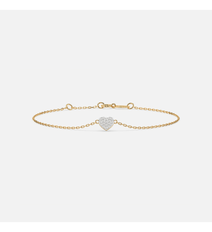 Złota bransoletka z zawieszką serce z diamentami 0.09 ct - próba 585 Złota bransoletka z zawieszką serce z diamentami 0.09 ct - próba 585