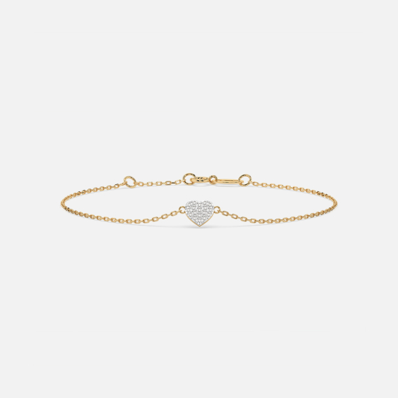 Złota bransoletka z zawieszką serce z diamentami 0.09 ct - próba 585 Złota bransoletka z zawieszką serce z diamentami 0.09 ct - próba 585