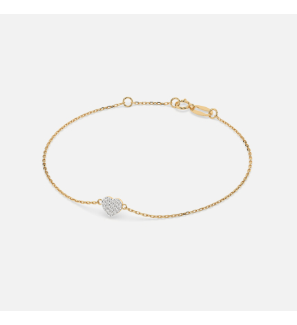 Złota bransoletka z zawieszką serce z diamentami 0.09 ct - próba 585 Złota bransoletka z zawieszką serce z diamentami 0.09 ct - próba 585