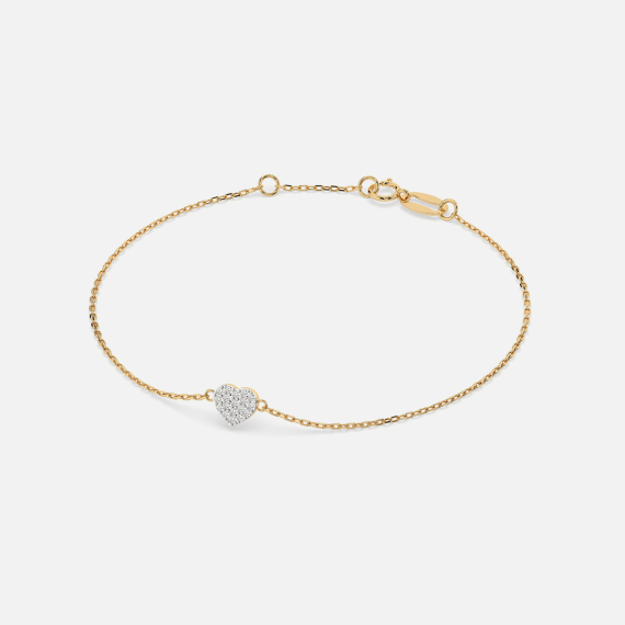 Złota bransoletka z zawieszką serce z diamentami 0.09 ct - próba 585