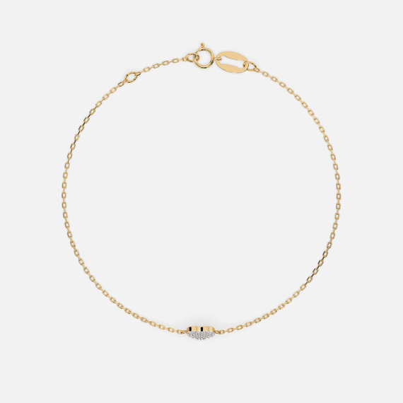 Złota bransoletka z zawieszką serce z diamentami 0.09 ct - próba 585 Złota bransoletka z zawieszką serce z diamentami 0.09 ct - próba 585