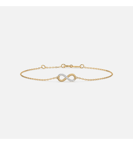 Złota bransoletka z zawieszką Znak Nieskończoności z diamentami 0.05 ct - próba 585 Złota bransoletka z zawieszką Znak Nieskończoności z diamentami 0.05 ct - próba 585