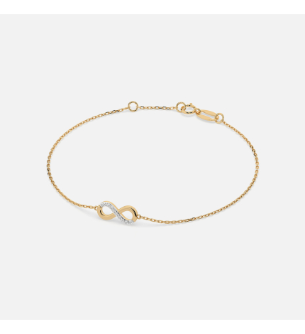 Złota bransoletka z zawieszką Znak Nieskończoności z diamentami 0.05 ct - próba 585 Złota bransoletka z zawieszką Znak Nieskończoności z diamentami 0.05 ct - próba 585