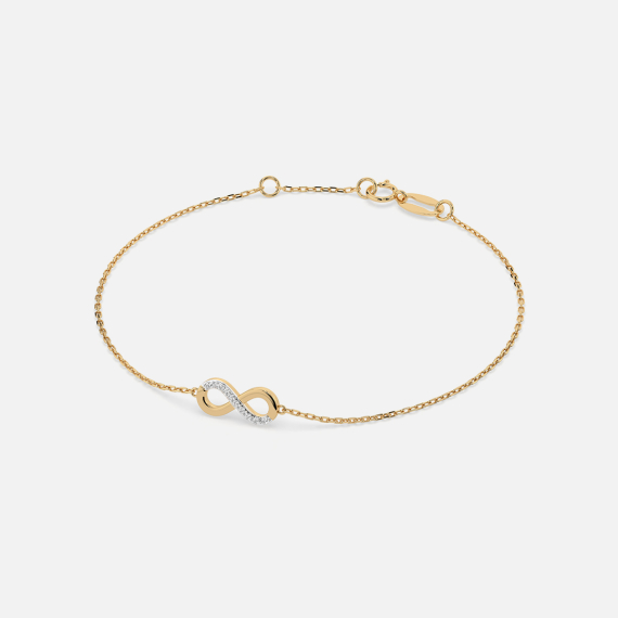 Złota bransoletka z zawieszką Znak Nieskończoności z diamentami 0.05 ct - próba 585