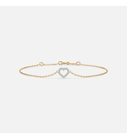 Złota bransoletka z zawieszką serce z diamentami 0.07 ct - próba 585 Złota bransoletka z zawieszką serce z diamentami 0.07 ct - próba 585