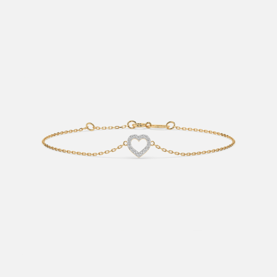 Złota bransoletka z zawieszką serce z diamentami 0.07 ct - próba 585 Złota bransoletka z zawieszką serce z diamentami 0.07 ct - próba 585
