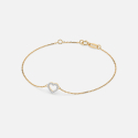 Złota bransoletka z zawieszką serce z diamentami 0.07 ct - próba 585 Złota bransoletka z zawieszką serce z diamentami 0.07 ct - próba 585