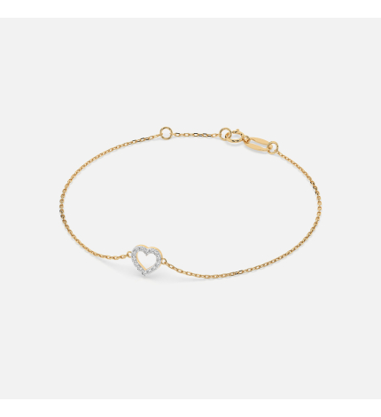 Złota bransoletka z zawieszką serce z diamentami 0.07 ct - próba 585 Złota bransoletka z zawieszką serce z diamentami 0.07 ct - próba 585