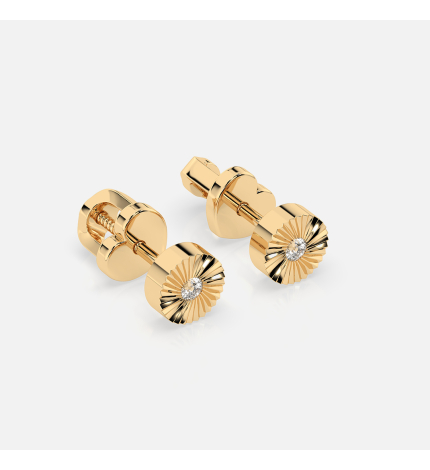 Złote kolczyki okrągłe z diamentami 0.04 ct - próba 585 Złote kolczyki okrągłe z diamentami 0.04 ct - próba 585