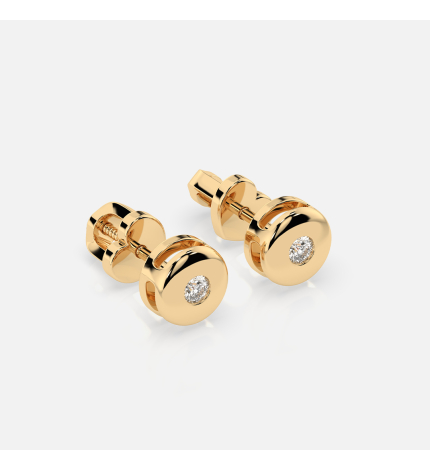 Złote kolczyki okrągłe z diamentami 0.08 ct - próba 585 Złote kolczyki okrągłe z diamentami 0.08 ct - próba 585