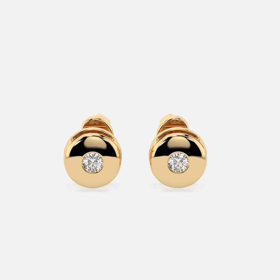 Złote kolczyki okrągłe z diamentami 0.08 ct - próba 585 Złote kolczyki okrągłe z diamentami 0.08 ct - próba 585