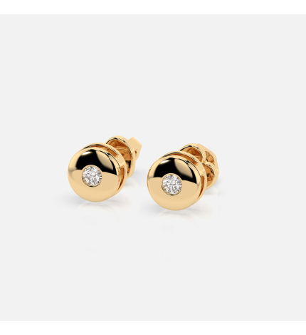 Złote kolczyki okrągłe z diamentami 0.08 ct - próba 585 Złote kolczyki okrągłe z diamentami 0.08 ct - próba 585
