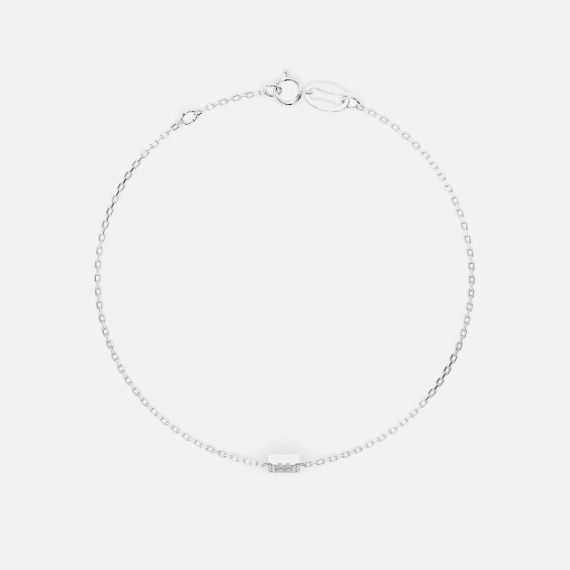 Bransoletka z białego złota zawieszką kwadrat z diamentami 0.06 ct - próba 585 Bransoletka z białego złota zawieszką kwadrat z diamentami 0.06 ct - próba 585