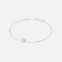 Bransoletka z białego złota zawieszką kwadrat z diamentami 0.06 ct - próba 585 Bransoletka z białego złota zawieszką kwadrat z diamentami 0.06 ct - próba 585