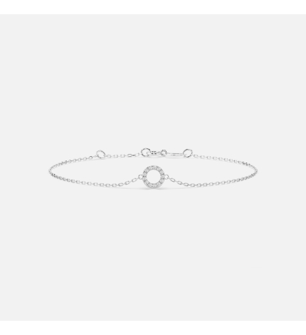 Bransoletka z białego złota z okrągłą zawieszką z diamentami 0.07 ct - próba 585 Bransoletka z białego złota z okrągłą zawieszką z diamentami 0.07 ct - próba 585