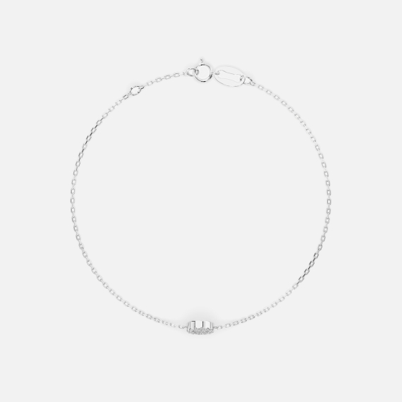 Bransoletka z białego złota z okrągłą zawieszką z diamentami 0.07 ct - próba 585 Bransoletka z białego złota z okrągłą zawieszką z diamentami 0.07 ct - próba 585