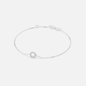 Bransoletka z białego złota z okrągłą zawieszką z diamentami 0.07 ct - próba 585 Bransoletka z białego złota z okrągłą zawieszką z diamentami 0.07 ct - próba 585