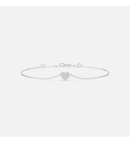 Bransoletka z białego złota z zawieszką serce z diamentami 0.09 ct - próba 585 Bransoletka z białego złota z zawieszką serce z diamentami 0.09 ct - próba 585