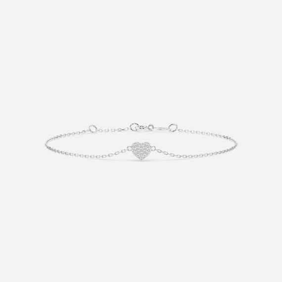 Bransoletka z białego złota z zawieszką serce z diamentami 0.09 ct - próba 585 Bransoletka z białego złota z zawieszką serce z diamentami 0.09 ct - próba 585