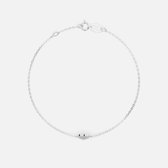 Bransoletka z białego złota z zawieszką serce z diamentami 0.09 ct - próba 585 Bransoletka z białego złota z zawieszką serce z diamentami 0.09 ct - próba 585