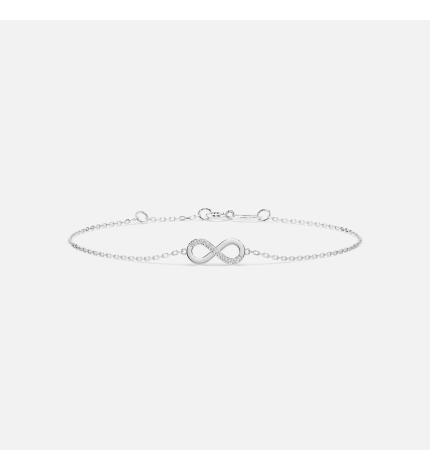 Bransoletka z białego złota z zawieszką Znak Nieskończoności z diamentami 0.05 ct - próba 585 Bransoletka z białego złota z zawieszką Znak Nieskończoności z diamentami 0.05 ct - próba 585