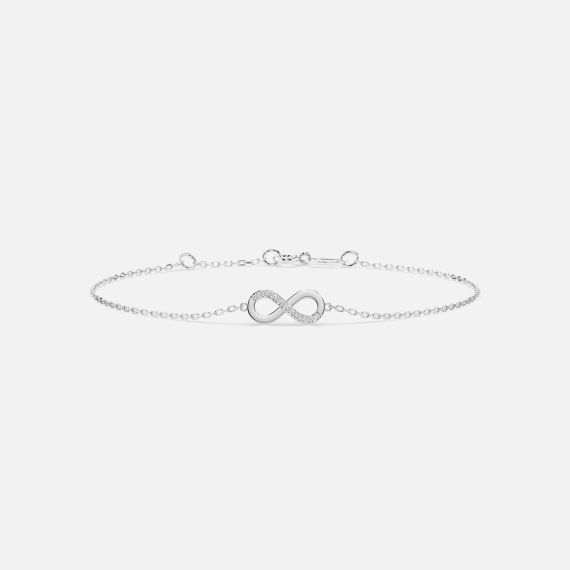 Bransoletka z białego złota z zawieszką Znak Nieskończoności z diamentami 0.05 ct - próba 585 Bransoletka z białego złota z zawieszką Znak Nieskończoności z diamentami 0.05 ct - próba 585