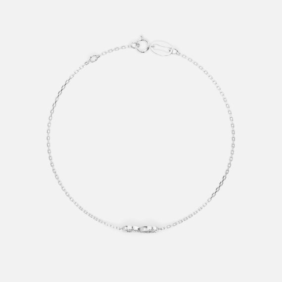 Bransoletka z białego złota z zawieszką Znak Nieskończoności z diamentami 0.05 ct - próba 585 Bransoletka z białego złota z zawieszką Znak Nieskończoności z diamentami 0.05 ct - próba 585