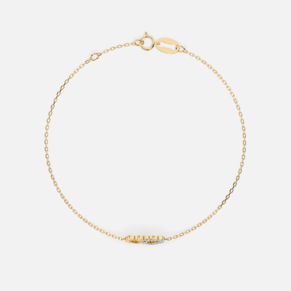 Złota bransoletka z zawieszką dwóch serc z diamentami 0.08 ct - próba 585 Złota bransoletka z zawieszką dwóch serc z diamentami 0.08 ct - próba 585