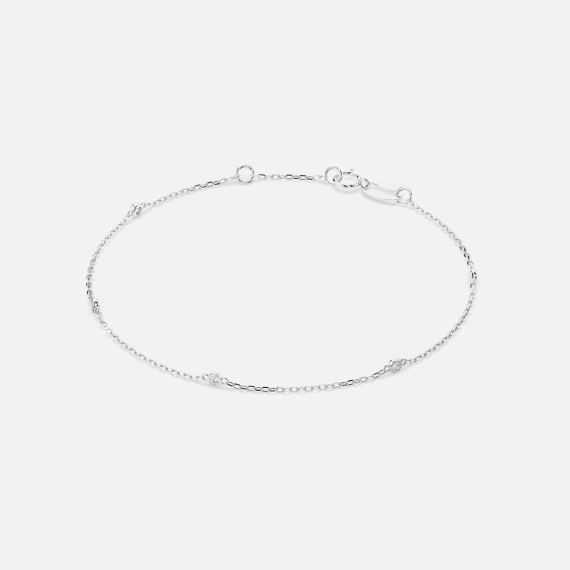 Bransoletka z białego złota z diamentami 0.07 ct - próba 585 Bransoletka z białego złota z diamentami 0.07 ct - próba 585