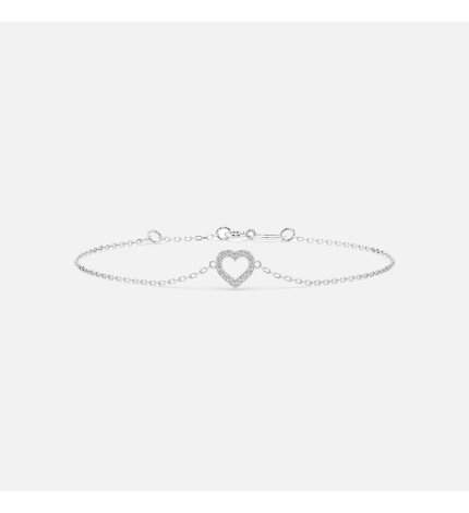 Bransoletka z zawieszką serce z białego złota z diamentami 0.07 ct - próba 585 Bransoletka z zawieszką serce z białego złota z diamentami 0.07 ct - próba 585