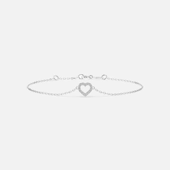Bransoletka z zawieszką serce z białego złota z diamentami 0.07 ct - próba 585 Bransoletka z zawieszką serce z białego złota z diamentami 0.07 ct - próba 585