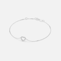 Bransoletka z zawieszką serce z białego złota z diamentami 0.07 ct - próba 585 Bransoletka z zawieszką serce z białego złota z diamentami 0.07 ct - próba 585