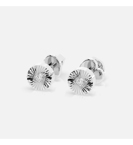 Kolczyki okrągłe z białego złota z diamentami 0.04 ct - próba 585 Kolczyki okrągłe z białego złota z diamentami 0.04 ct - próba 585