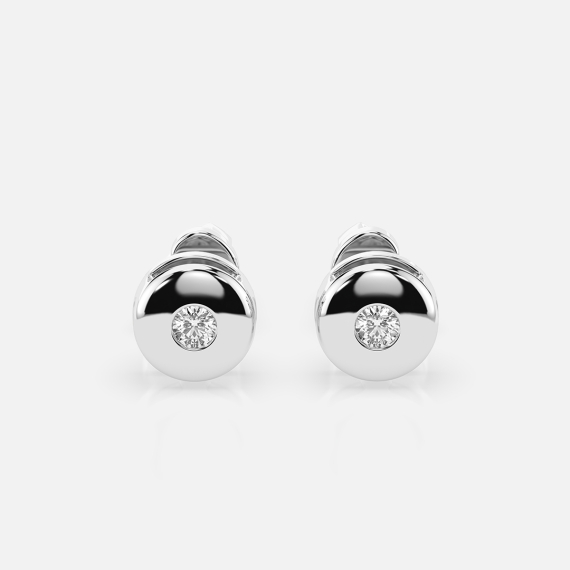Kolczyki z białego złota okrągłe z diamentami 0.08 ct - próba 585 Kolczyki z białego złota okrągłe z diamentami 0.08 ct - próba 585