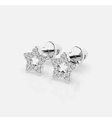 Kolczyki gwiazdy z białego złota z diamentami 0.14 ct - próba 585 Kolczyki gwiazdy z białego złota z diamentami 0.14 ct - próba 585
