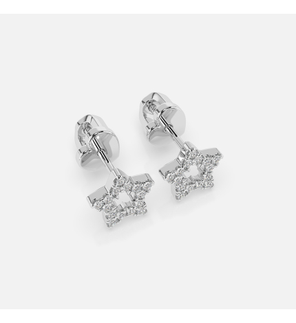 Kolczyki gwiazdy z białego złota z diamentami 0.14 ct - próba 585 Kolczyki gwiazdy z białego złota z diamentami 0.14 ct - próba 585