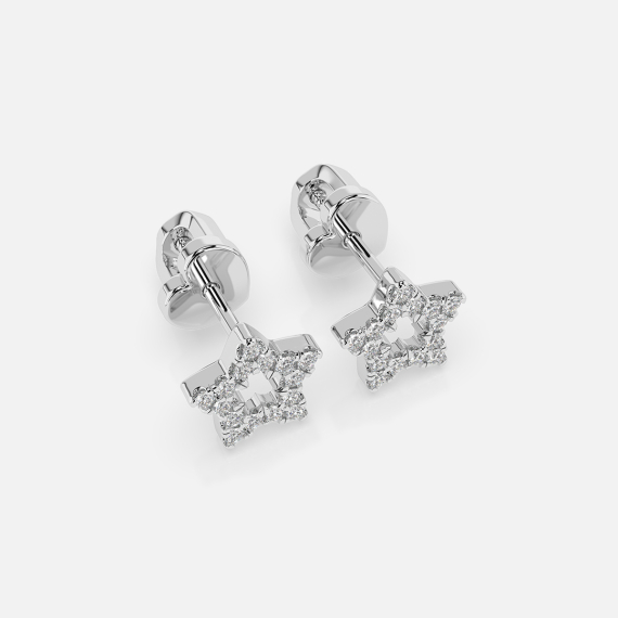 Kolczyki gwiazdy z białego złota z diamentami 0.14 ct - próba 585 Kolczyki gwiazdy z białego złota z diamentami 0.14 ct - próba 585