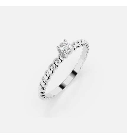 Pierścionek z białego złota o splątanym wzorze z diamentem 0.06 ct - próba 585 Pierścionek z białego złota o splątanym wzorze z diamentem 0.06 ct - próba 585