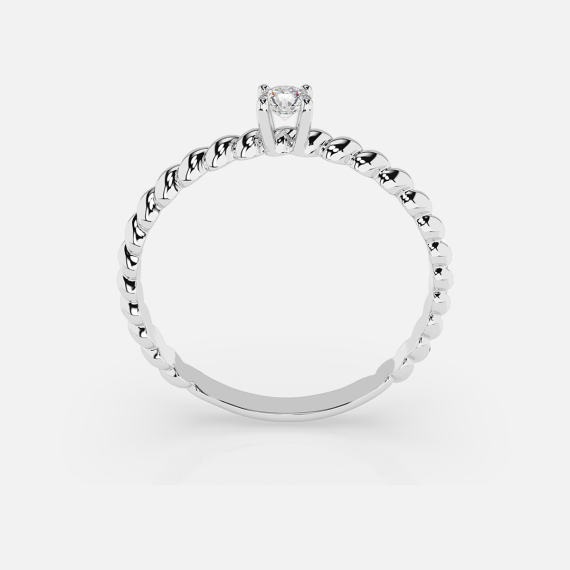 Pierścionek z białego złota o splątanym wzorze z diamentem 0.06 ct - próba 585 Pierścionek z białego złota o splątanym wzorze z diamentem 0.06 ct - próba 585