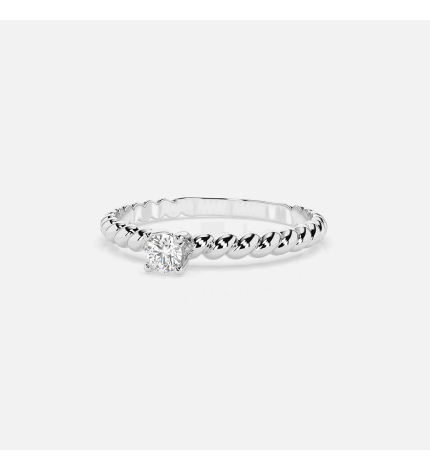 Pierścionek z białego złota o splątanym wzorze z diamentem 0.06 ct - próba 585 Pierścionek z białego złota o splątanym wzorze z diamentem 0.06 ct - próba 585