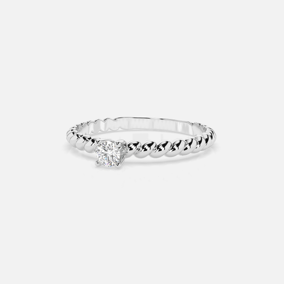 Pierścionek z białego złota o splątanym wzorze z diamentem 0.06 ct - próba 585 Pierścionek z białego złota o splątanym wzorze z diamentem 0.06 ct - próba 585