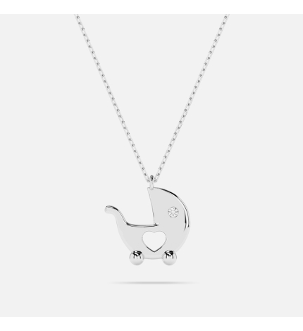 Naszyjnik z białego złota z zawieszką diamentową 0.01 ct - próba 585 Naszyjnik z białego złota z zawieszką diamentową 0.01 ct - próba 585