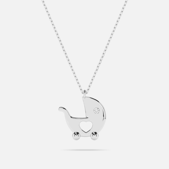 Naszyjnik z białego złota z zawieszką diamentową 0.01 ct - próba 585