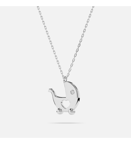 Naszyjnik z białego złota z zawieszką diamentową 0.01 ct - próba 585 Naszyjnik z białego złota z zawieszką diamentową 0.01 ct - próba 585