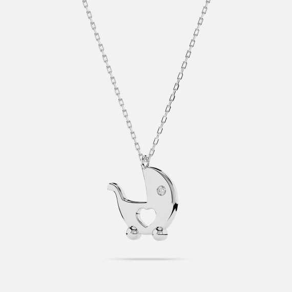 Naszyjnik z białego złota z zawieszką diamentową 0.01 ct - próba 585 Naszyjnik z białego złota z zawieszką diamentową 0.01 ct - próba 585