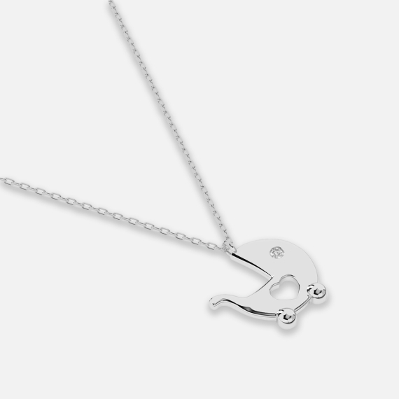 Naszyjnik z białego złota z zawieszką diamentową 0.01 ct - próba 585 Naszyjnik z białego złota z zawieszką diamentową 0.01 ct - próba 585